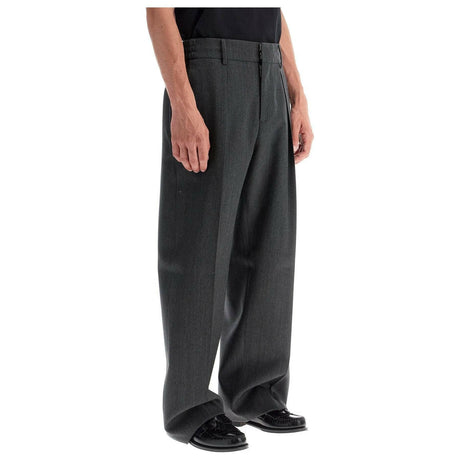 Herringbone Wool Tailored Trousers.