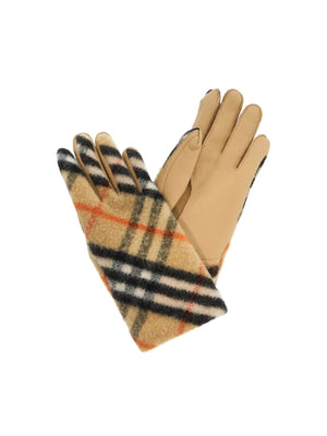 Check Wool Leather Gloves-Burberry-JOHN JULIA