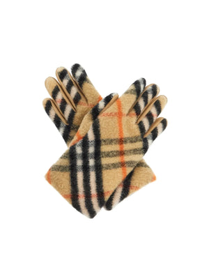 Check Wool Leather Gloves-Burberry-JOHN JULIA