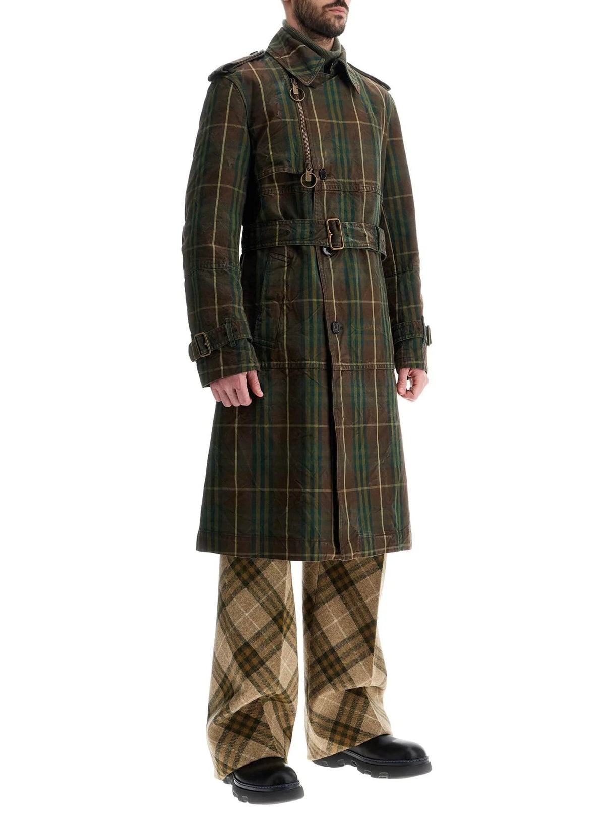 Double-Breasted Check Trench Coat-Burberry-JOHN JULIA