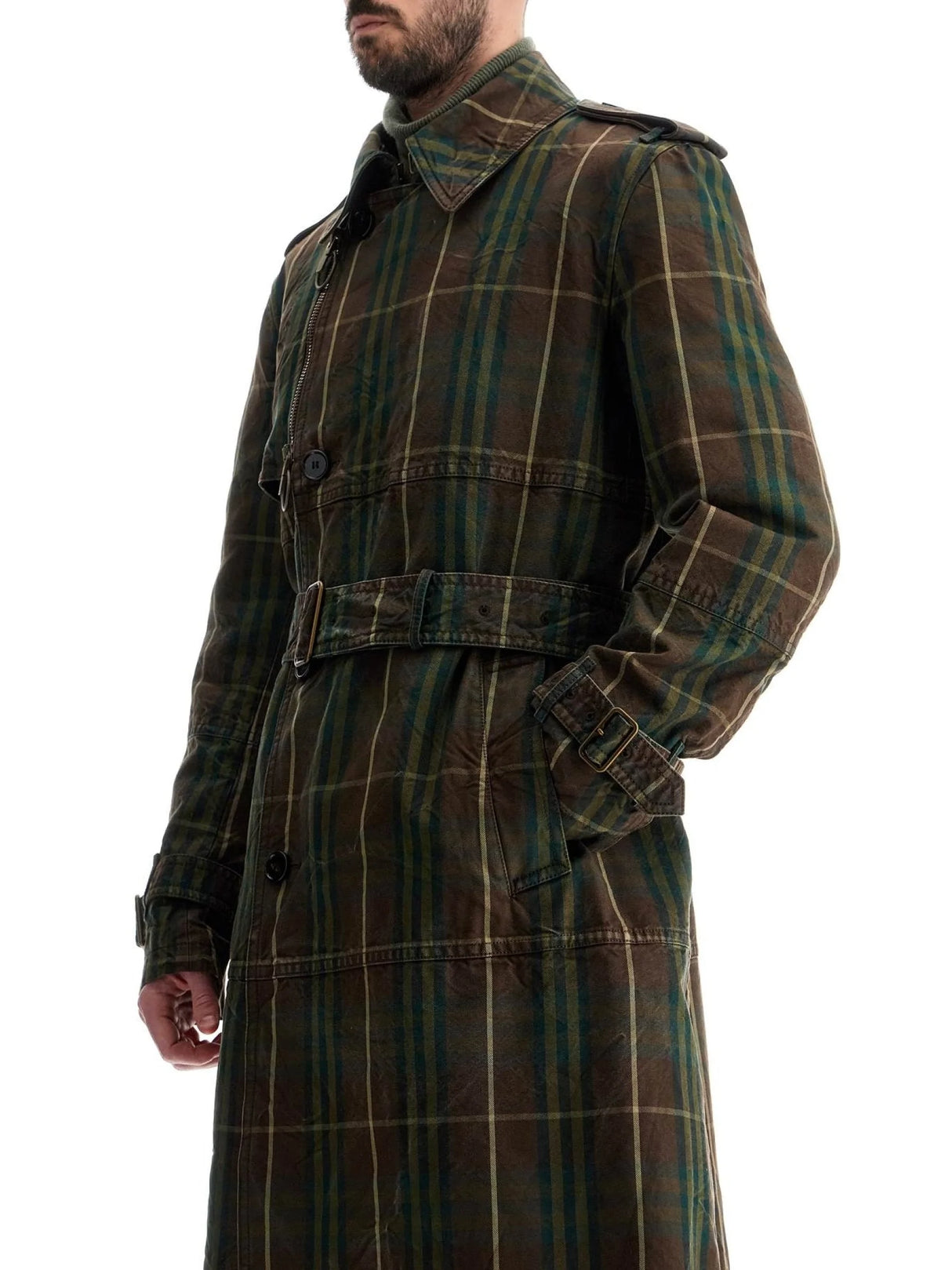 Double-Breasted Check Trench Coat-Burberry-JOHN JULIA