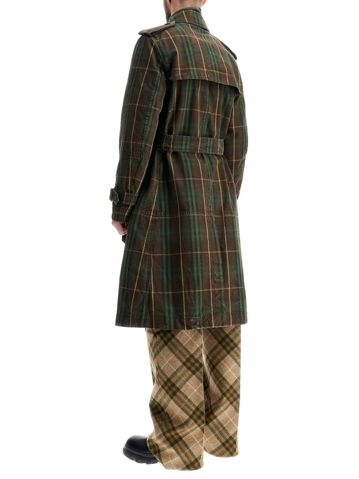 Double-Breasted Check Trench Coat-Burberry-JOHN JULIA