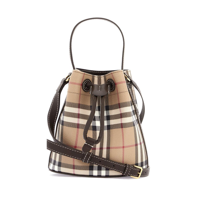 Mini Check Bucket Bag With Drawstring