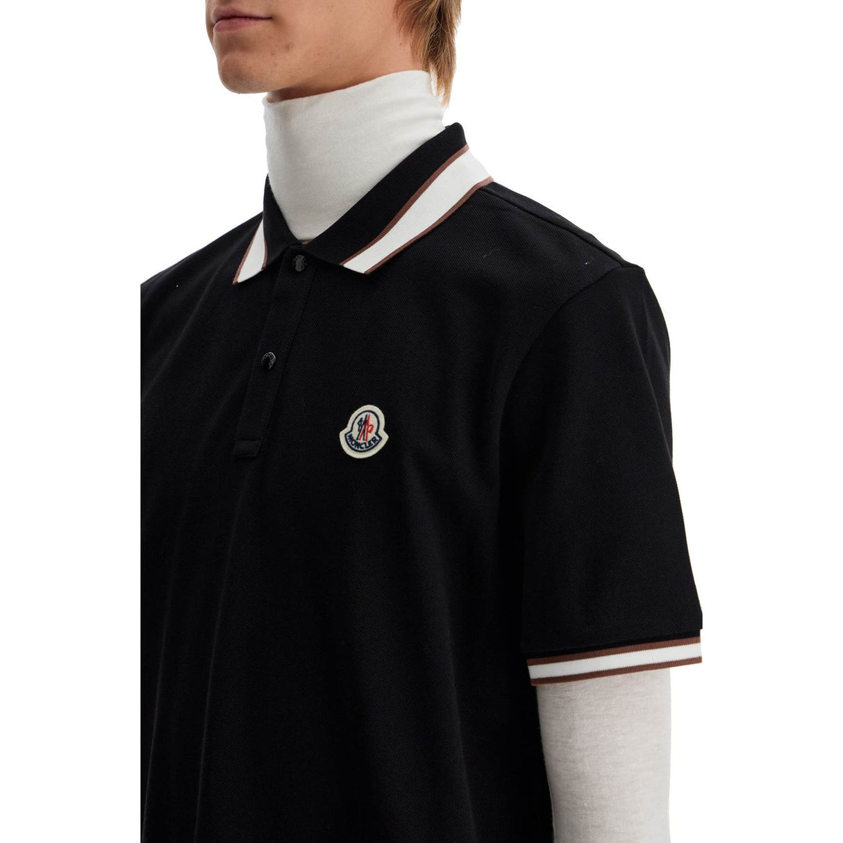 Striped Polo Shirt With Detailed Accents