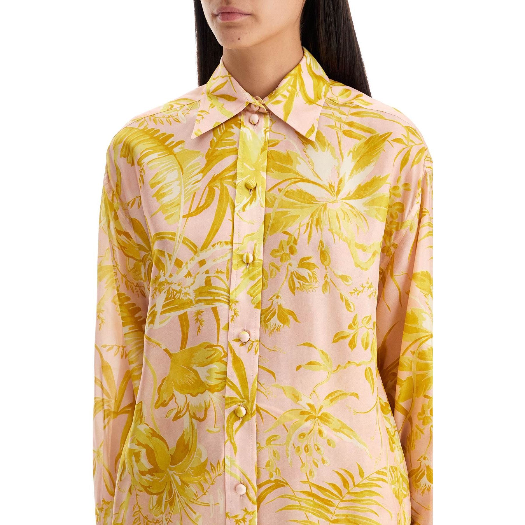Golden Relaxed Silk Button-Up Shirt