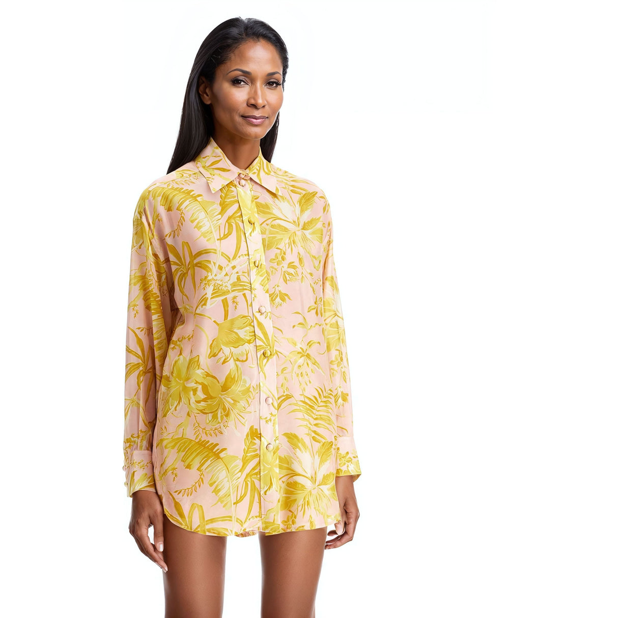 ZIMMERMANN-Golden Relaxed Silk Button-Up Shirt -JOHN JULIA.