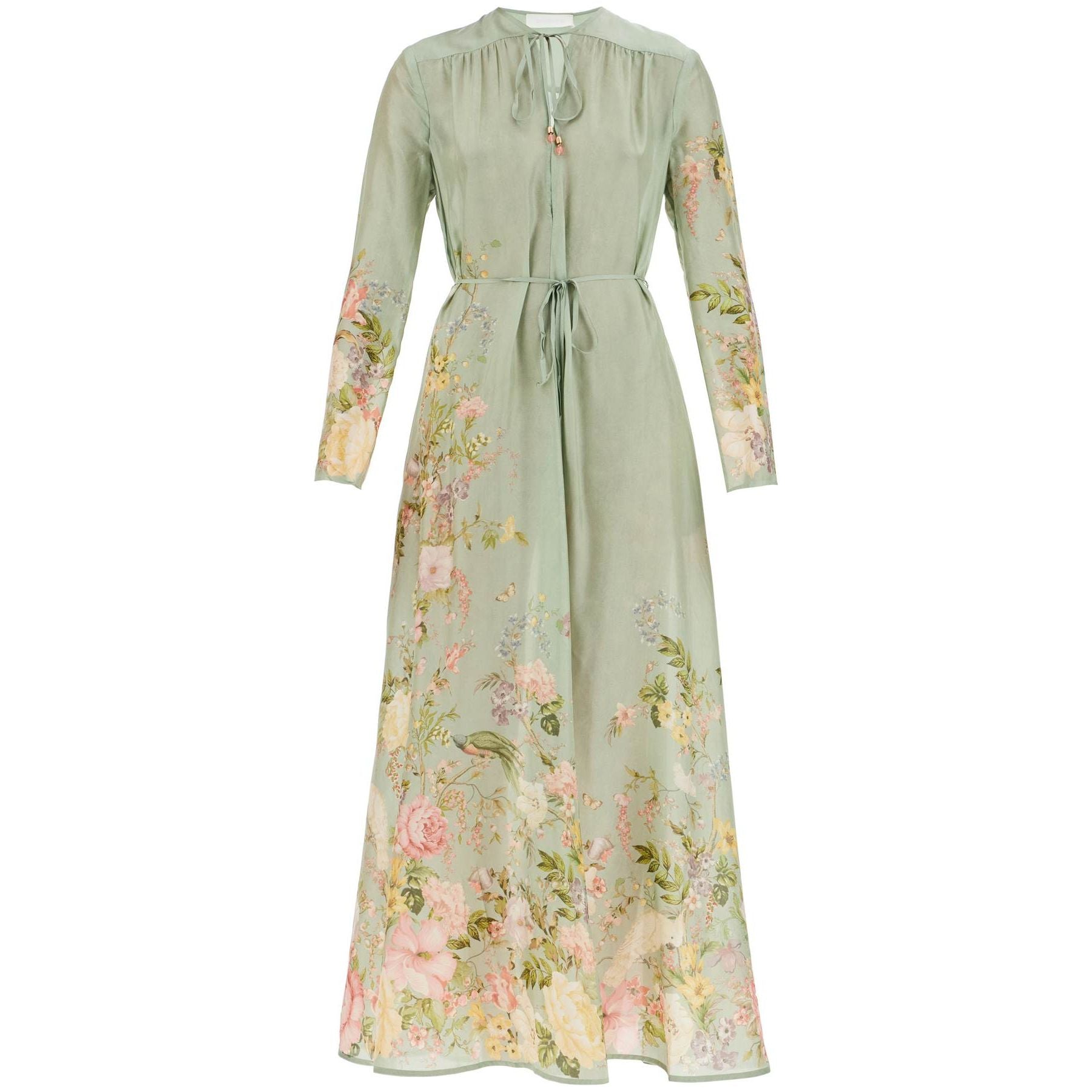 Floral Waverly Billow Silk Maxi Dress