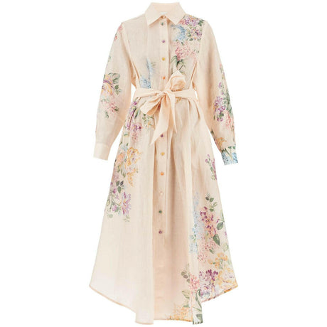 Linen Floral Halliday Midi Shirt Dress.