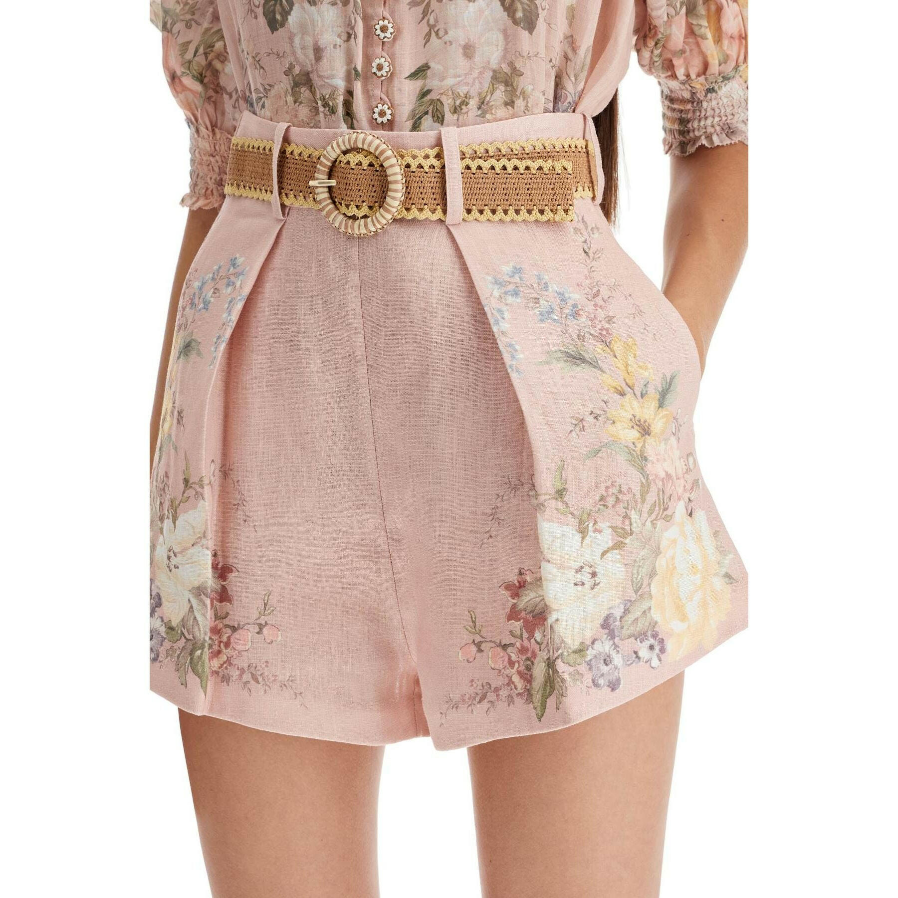 Floral Waverly Tuck Linen Shorts.