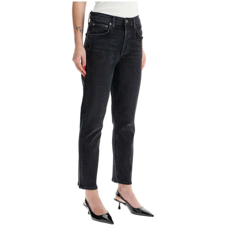 Riley High Rise Stretch Straight Jeans.