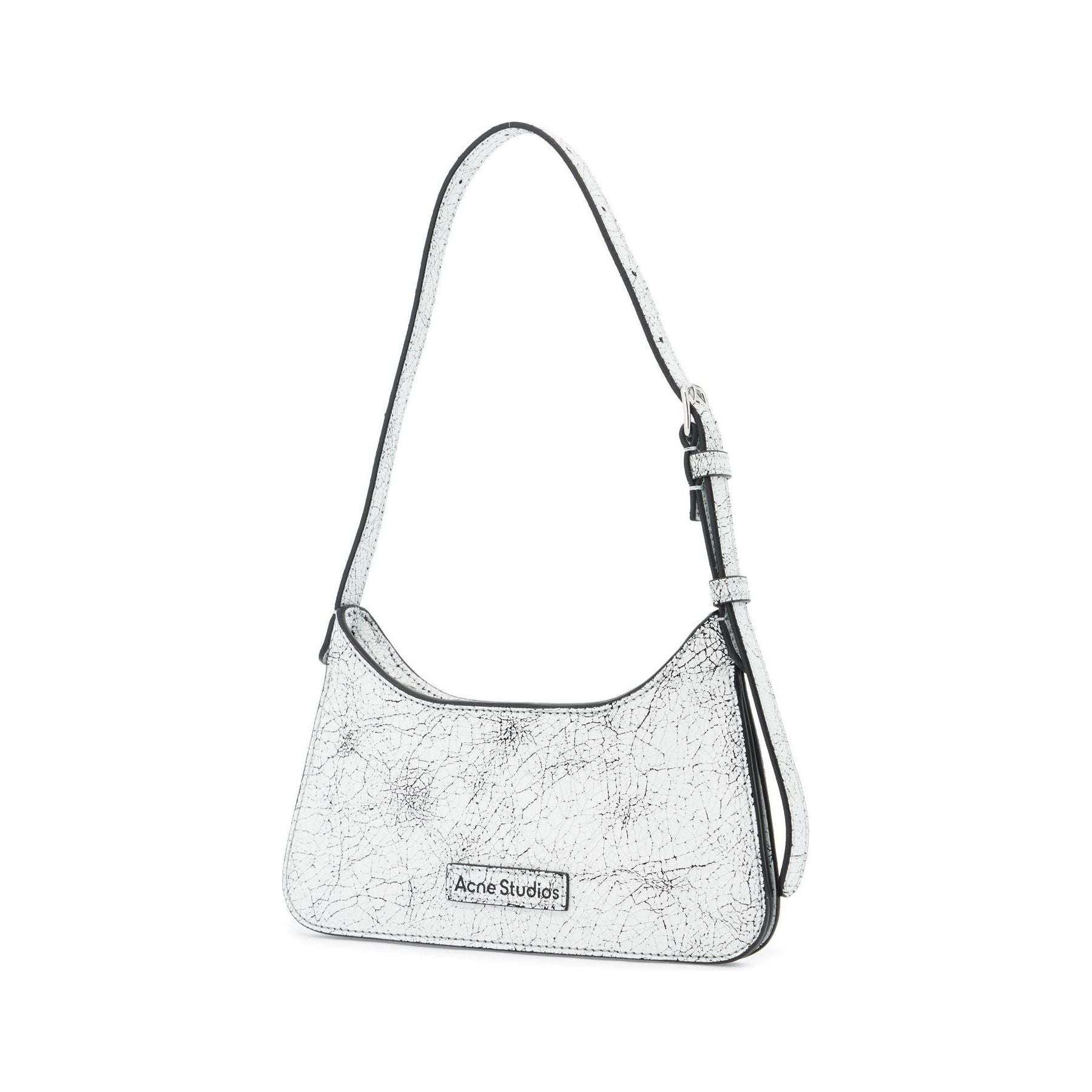 Micro Platform Cracked Leather Shoulder Bag