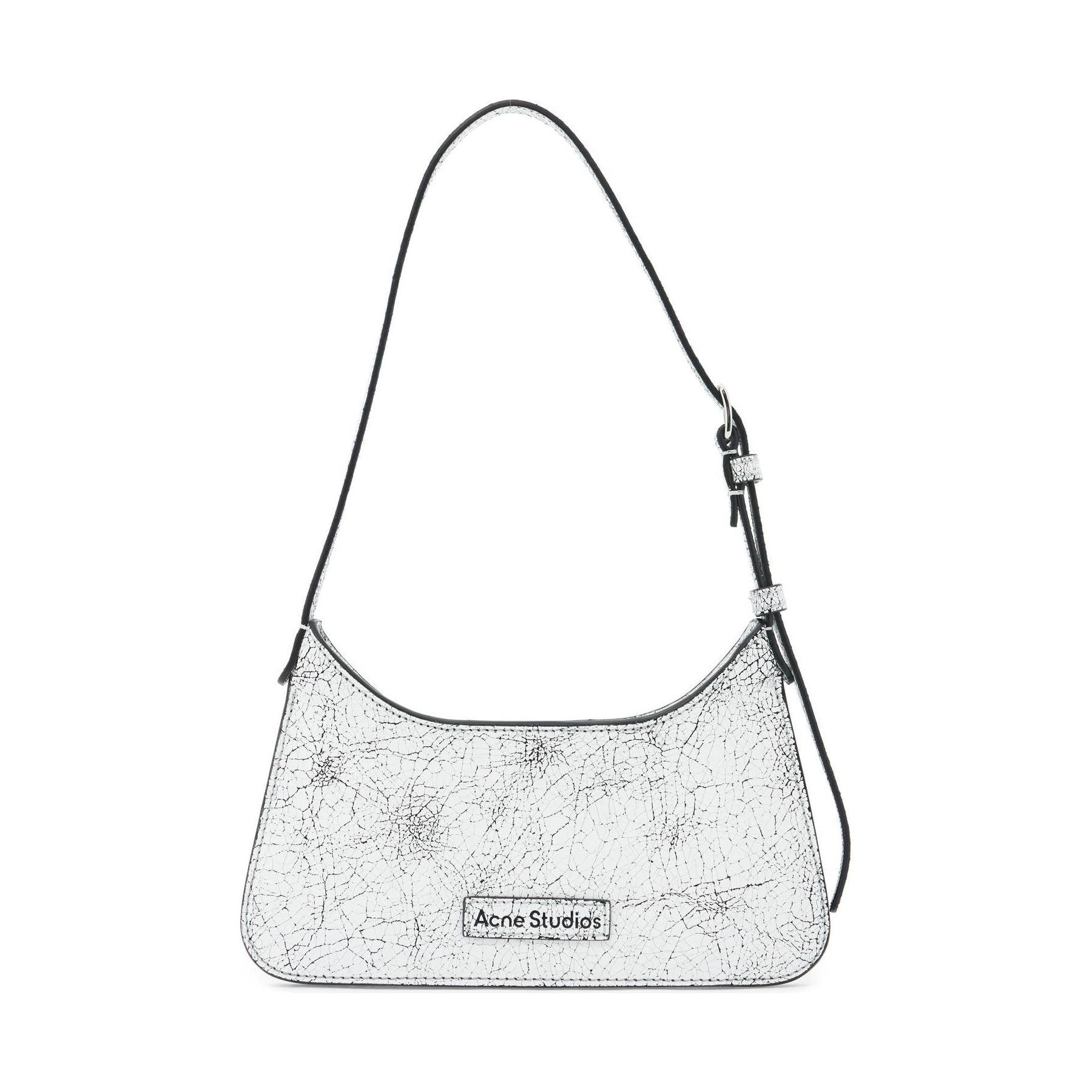 Micro Platform Cracked Leather Shoulder Bag