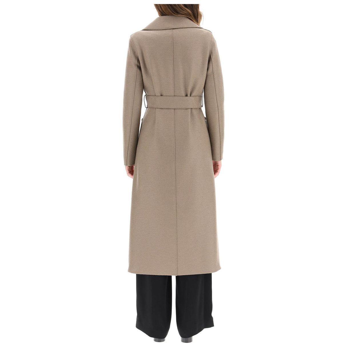 Long Pressed Wool Belted Coat