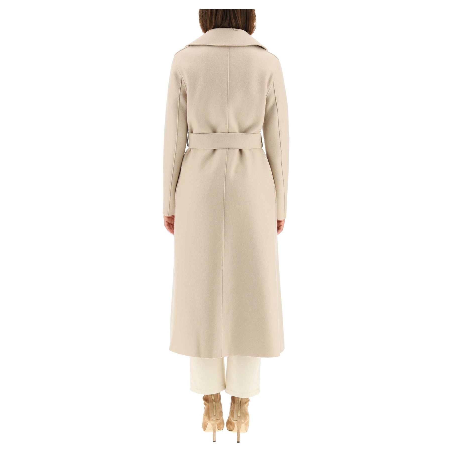 Long Pressed Wool Belted Coat