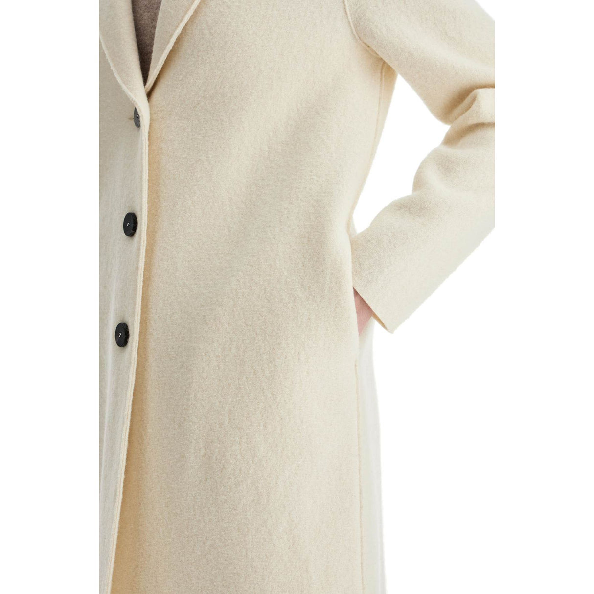 Single-breasted Wool Coat In Boiled