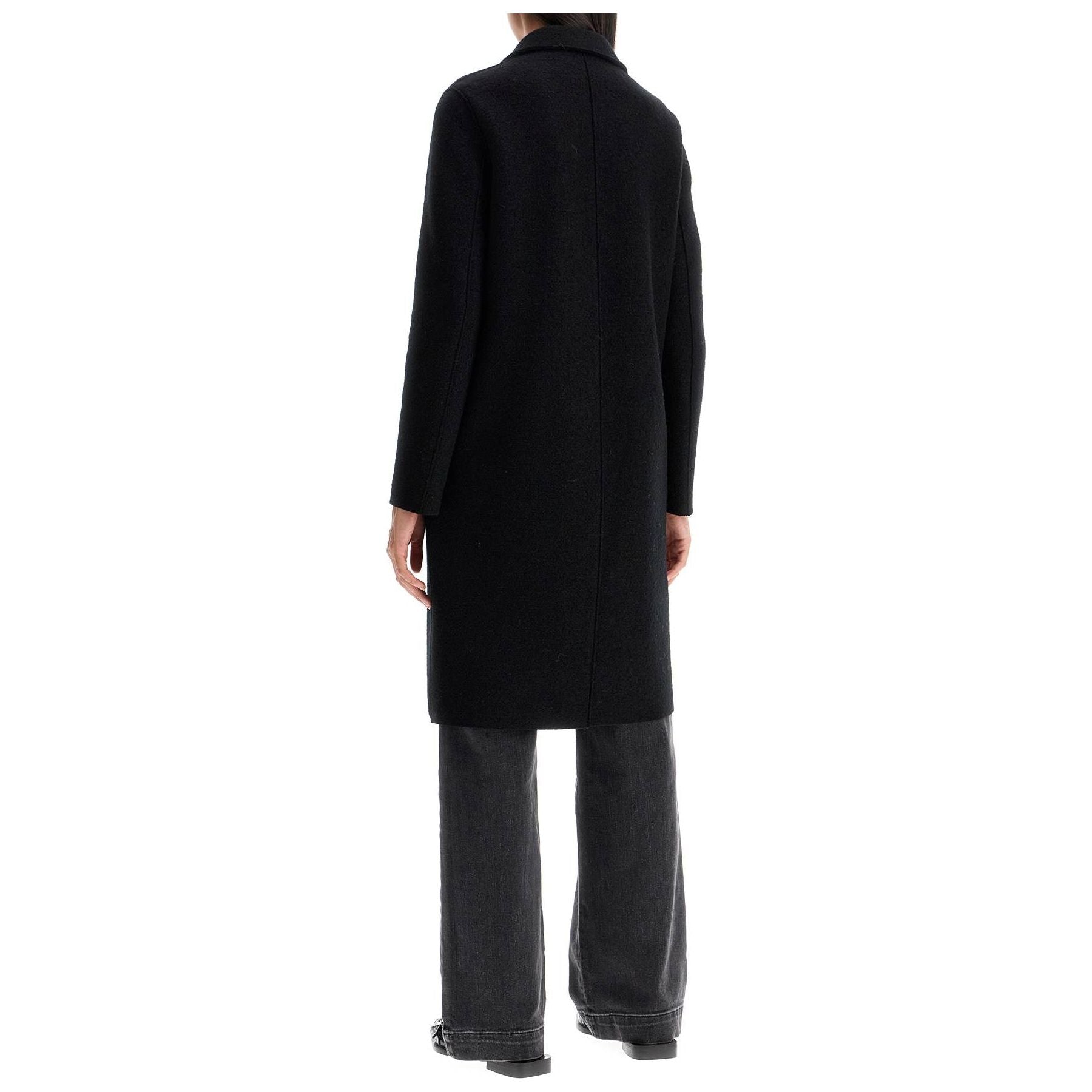 Single-breasted Wool Coat In Boiled