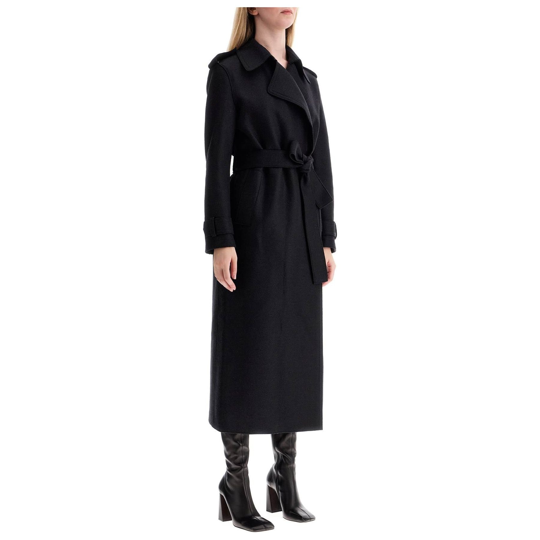 Pressed Wool Robe Coat With Nine Words