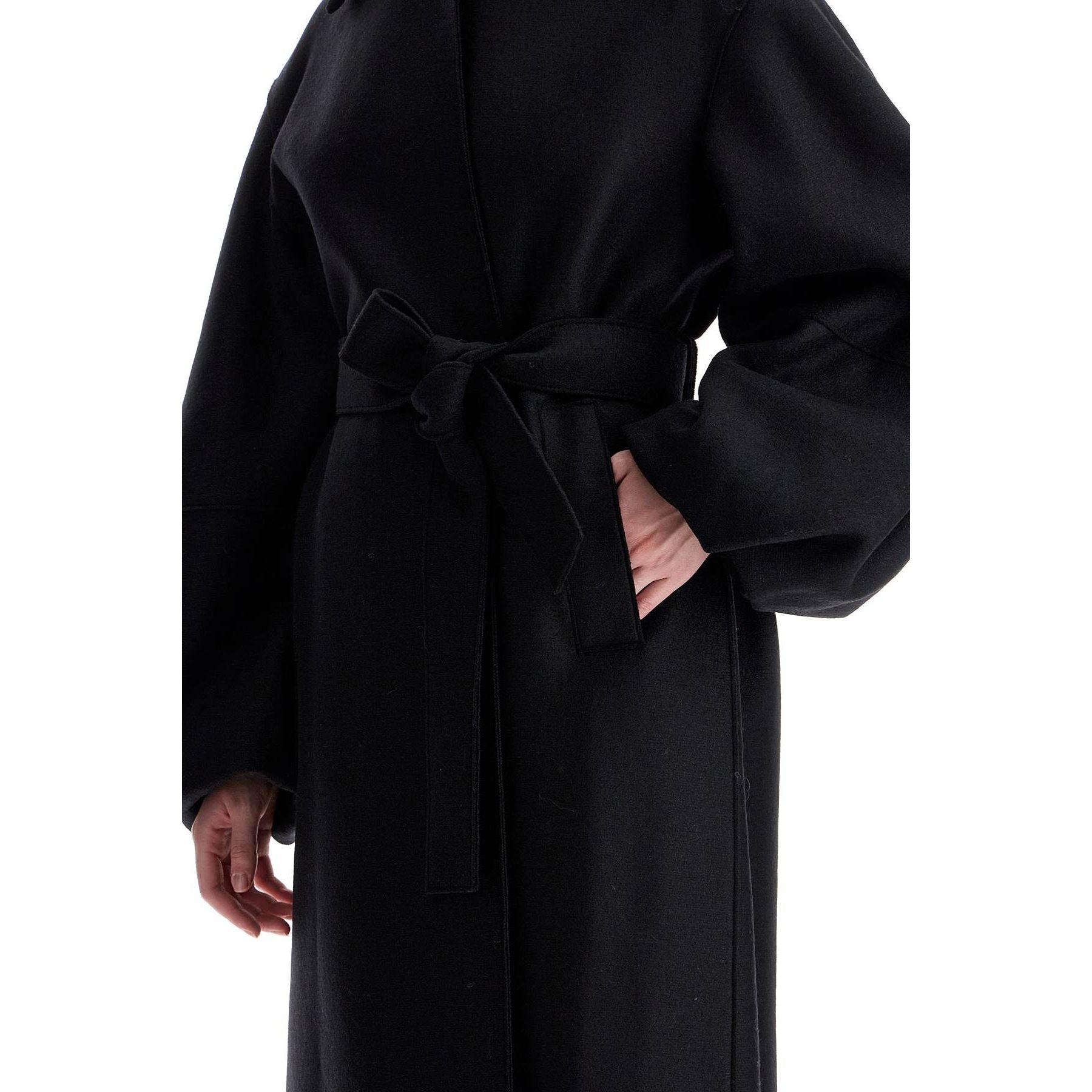 Pressed Wool Robe Coat With Nine Words