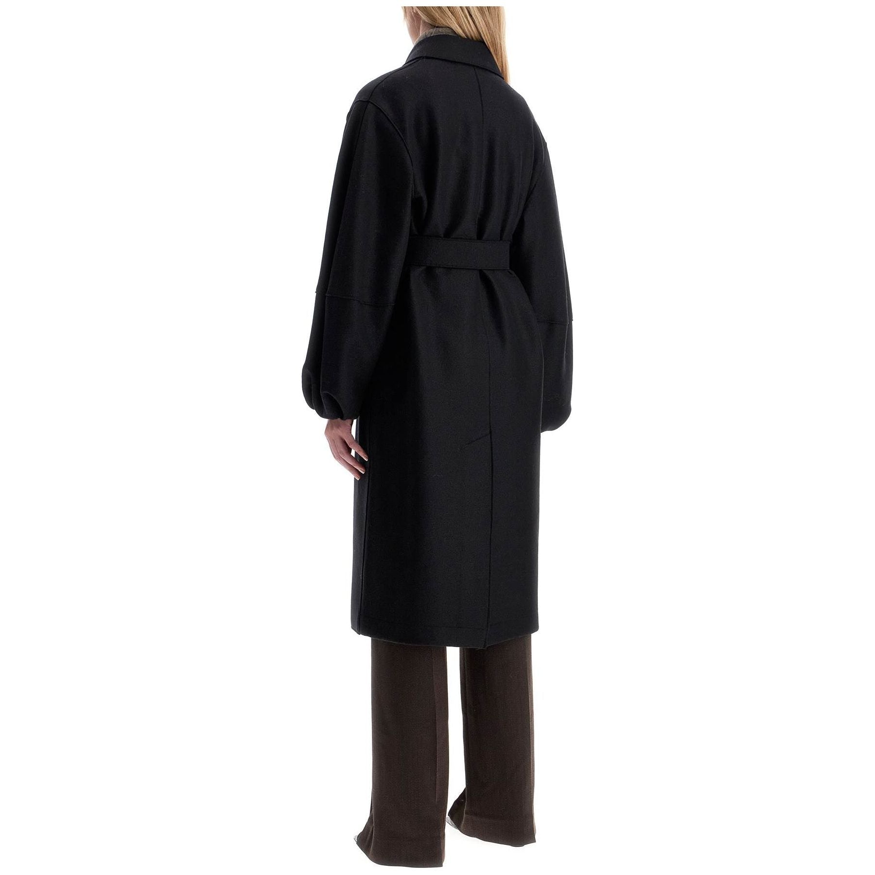 Pressed Wool Robe Coat With Nine Words