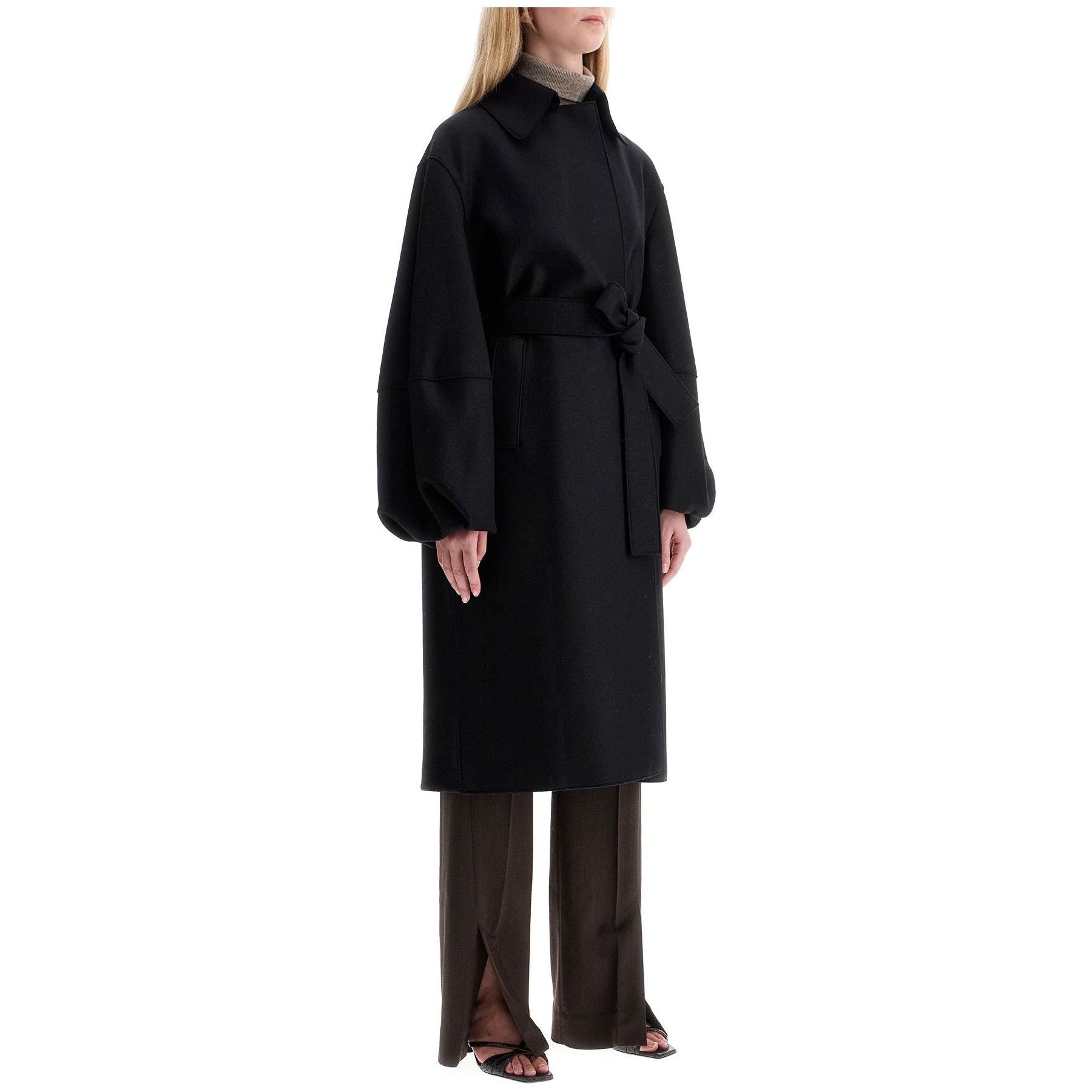 Pressed Wool Robe Coat With Nine Words