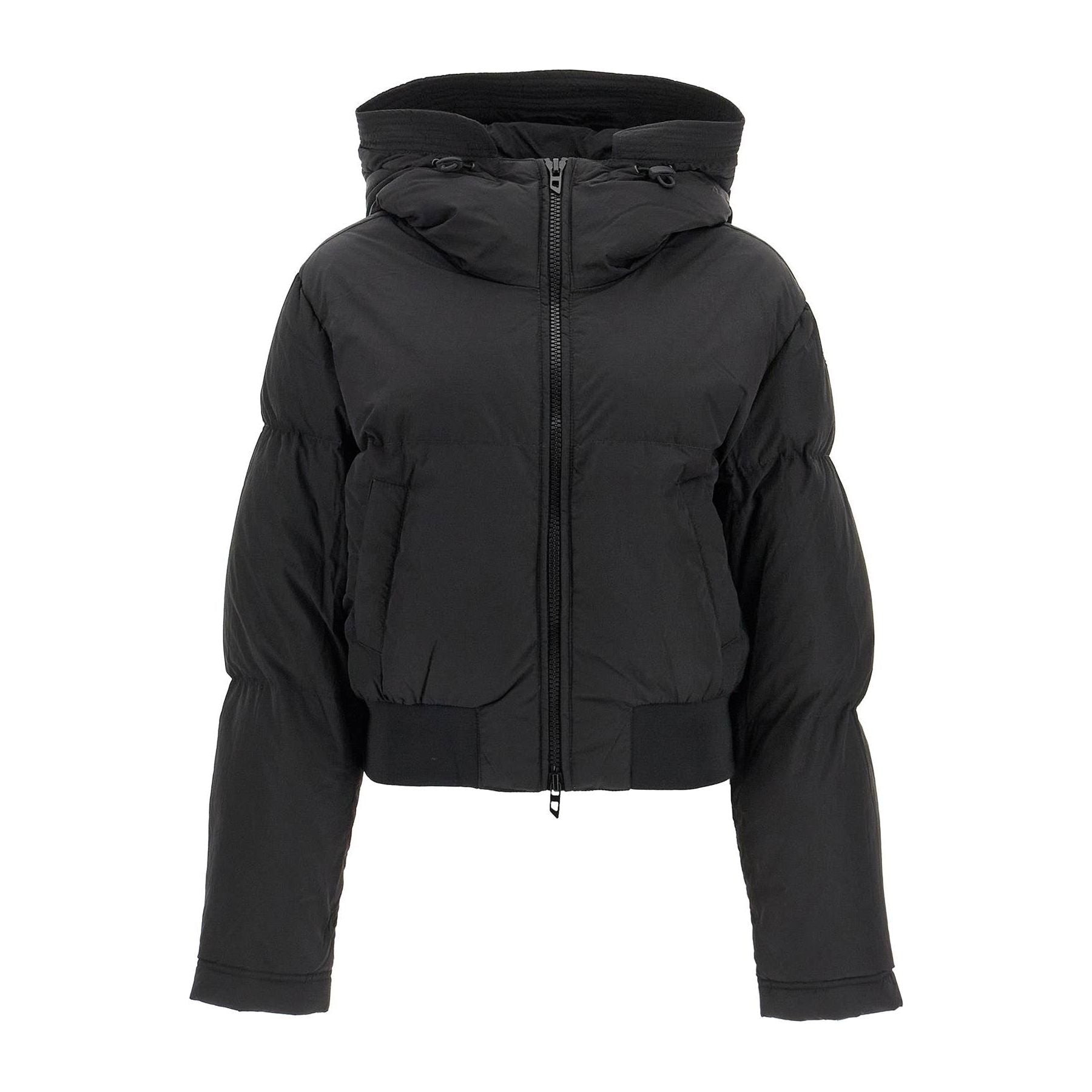 Nylon Crinkle Hooded Down Jacket