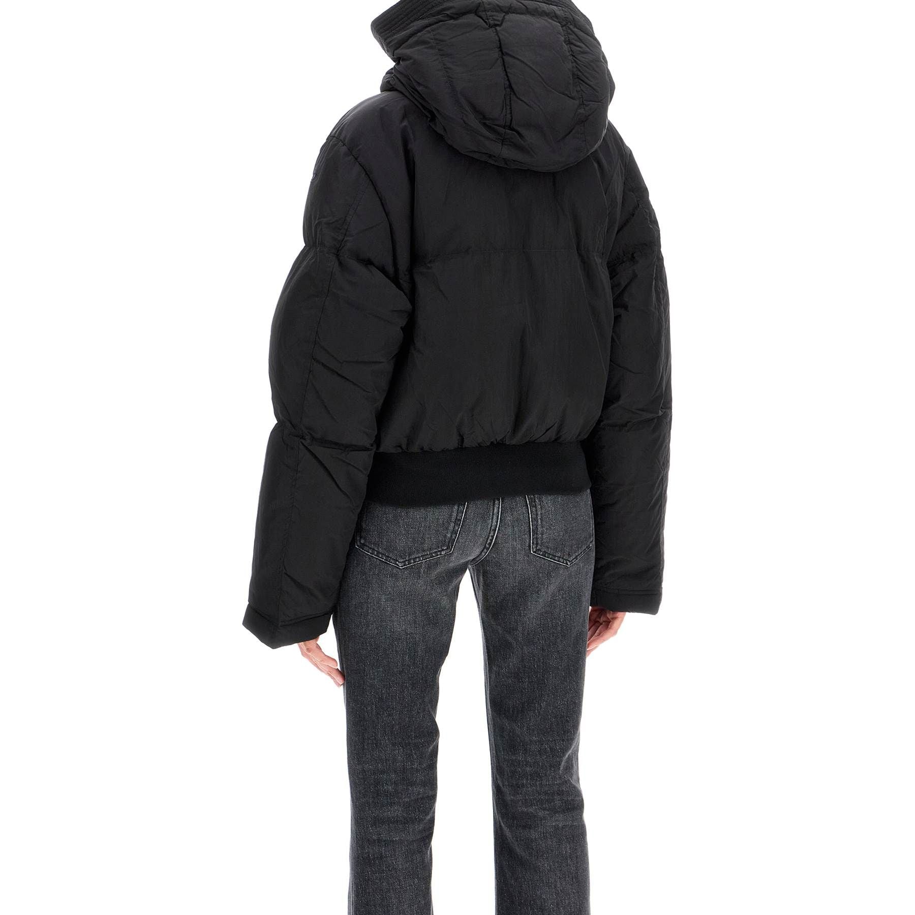 Nylon Crinkle Hooded Down Jacket