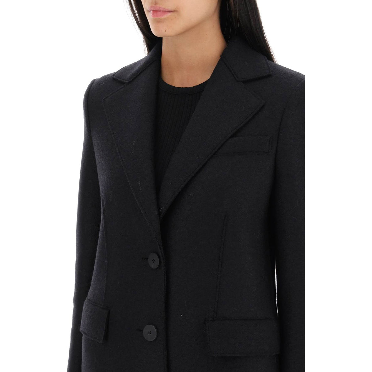 Single-Breasted Pressed Wool Coat