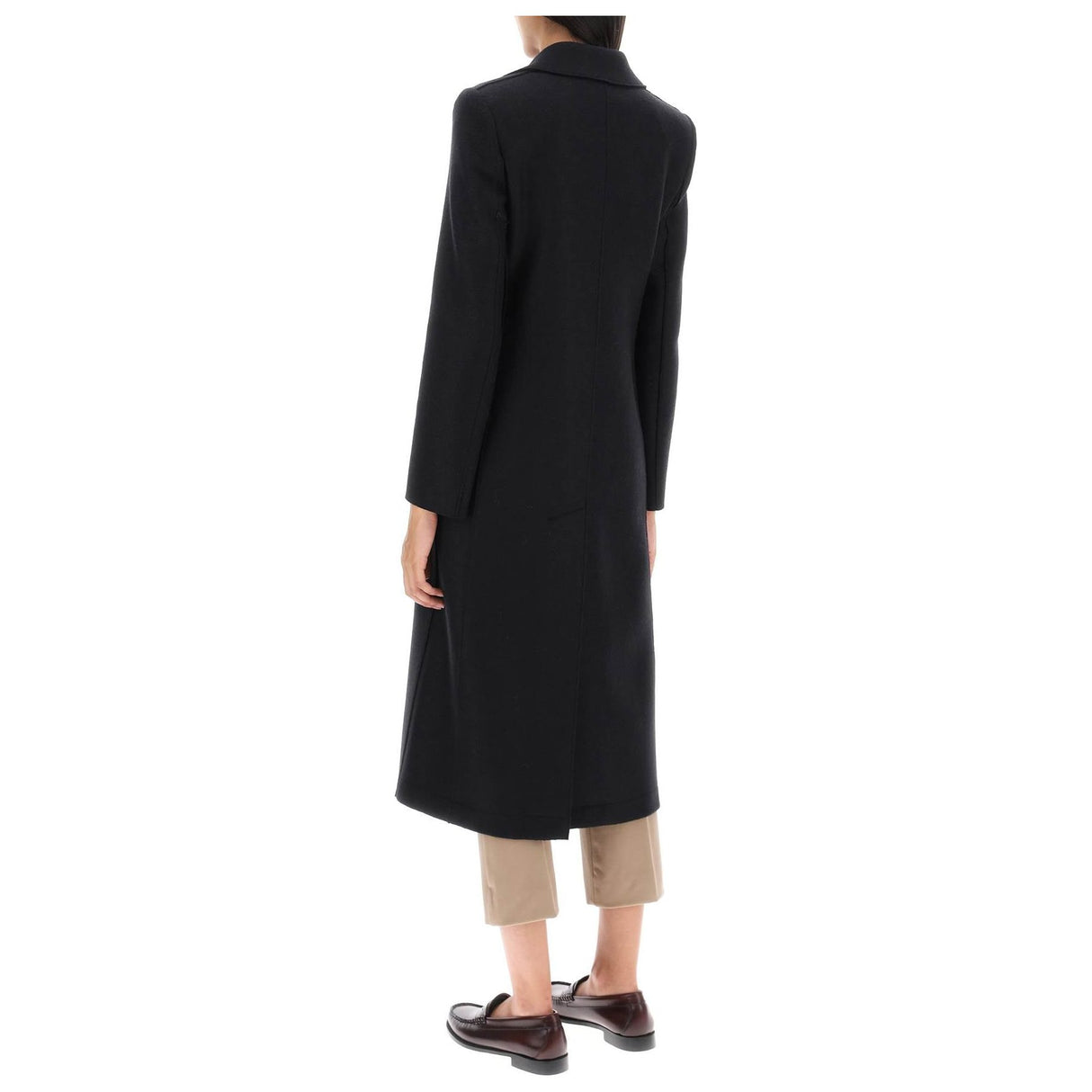 Single-Breasted Pressed Wool Coat