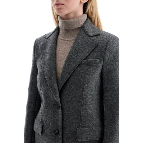 Single-breasted Coat In Pressed Wool