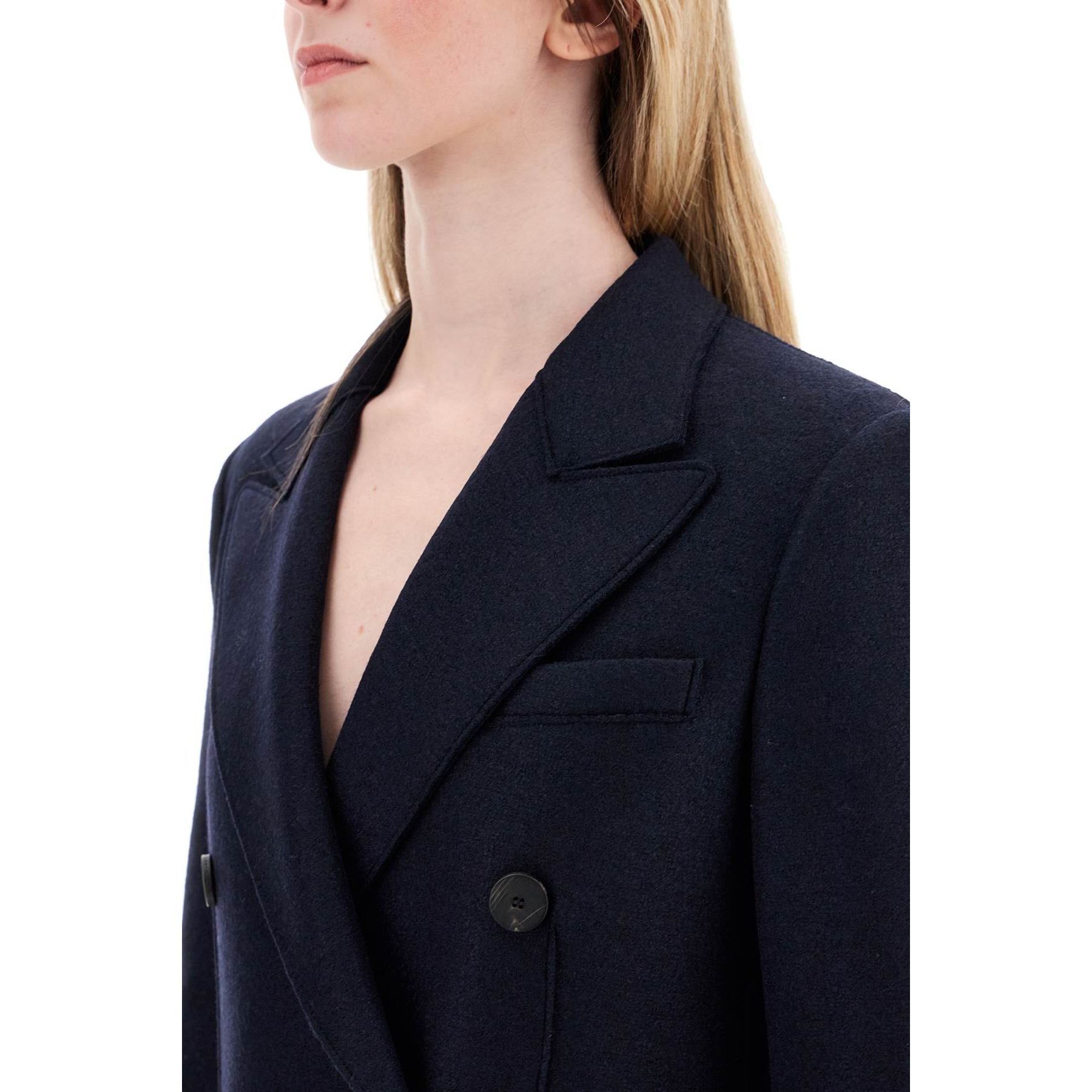 Double-breasted Pressed Wool Coat