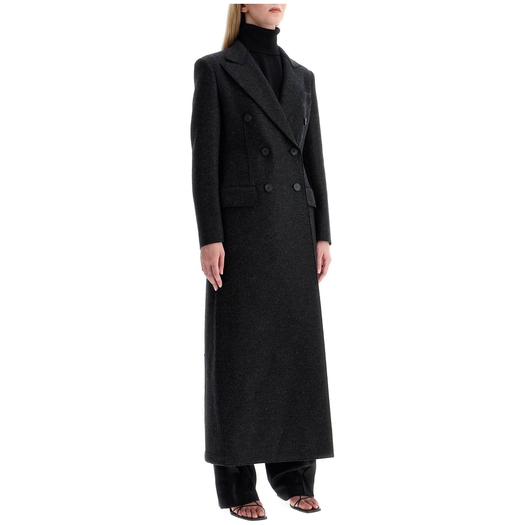 Double-breasted Pressed Wool Coat