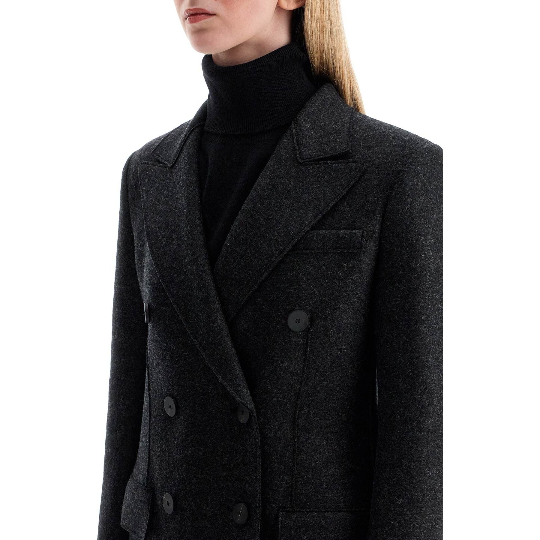 Double-breasted Pressed Wool Coat