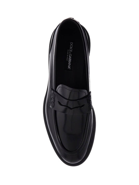 Brushed Leather Loafers-Dolce & Gabbana-JOHN JULIA