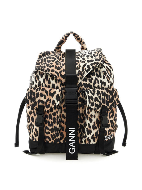 Animal Print Nylon Backpack-GANNI-JOHN JULIA