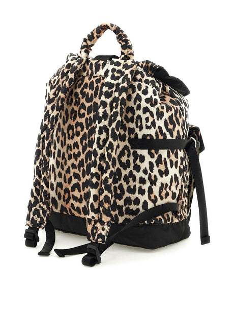 Animal Print Nylon Backpack-GANNI-JOHN JULIA