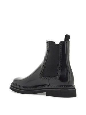 Brushed Leather Chelsea Boots-Dolce & Gabbana-JOHN JULIA