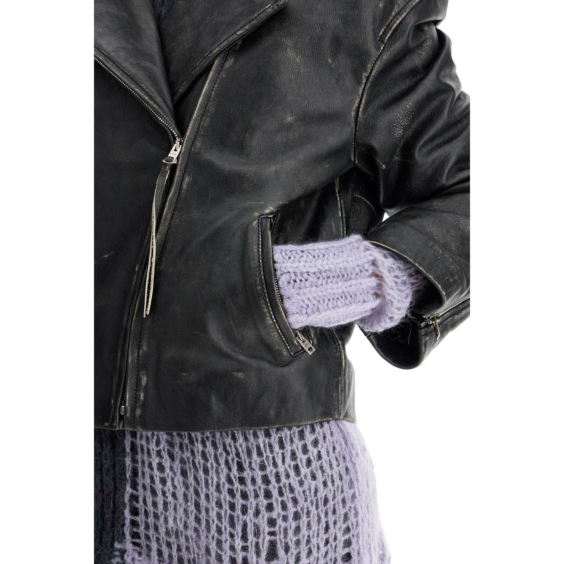 Padded Sand-colored Leather Jacket