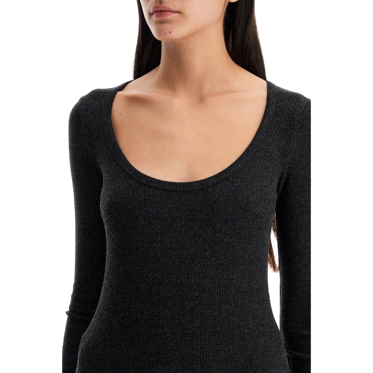 AGOLDE-Fitted Top With Deep Neckline -JOHN JULIA.