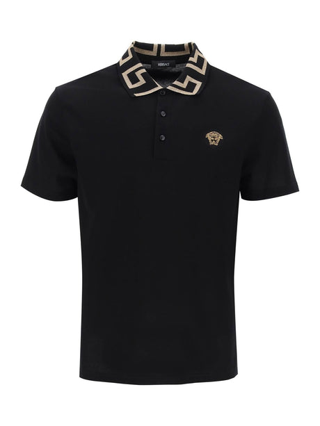 Taylor Fit Greca Collar Polo Shirt-VERSACE-JOHN JULIA