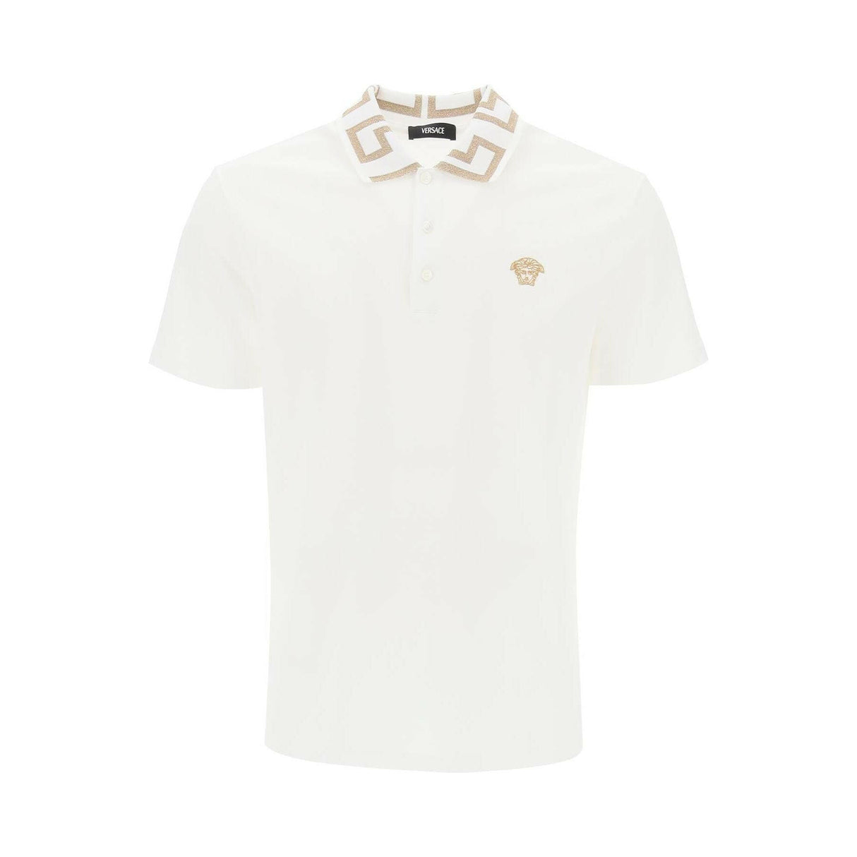 Greca Collar Cotton Piqué Polo Shirt.