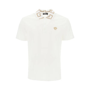 Greca Collar Cotton Piqué Polo Shirt.