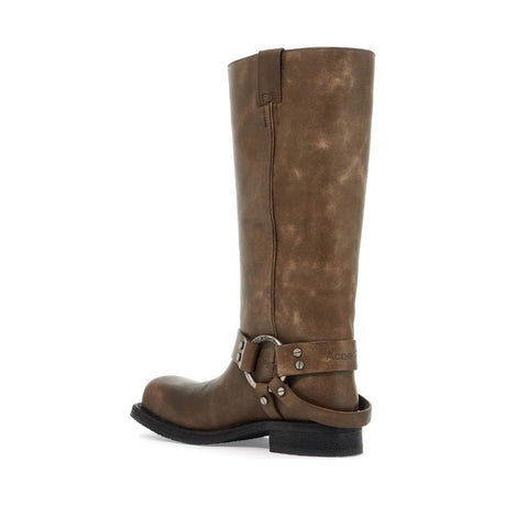 ACNE STUDIOS-Vintage Leather Biker Boots With Distressed Effect -JOHN JULIA.