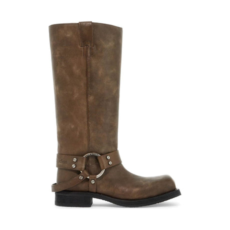 ACNE STUDIOS-Vintage Leather Biker Boots With Distressed Effect -JOHN JULIA.