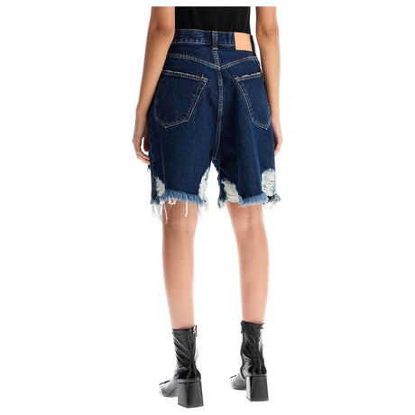 Denim Destroyed Bermuda Shorts For