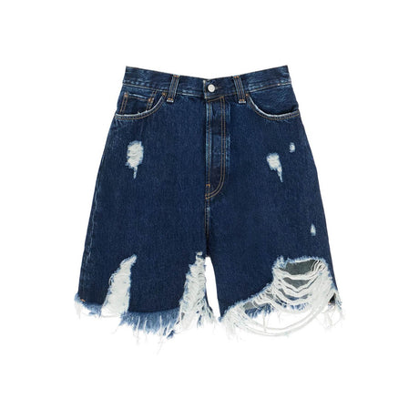 Denim Destroyed Bermuda Shorts For