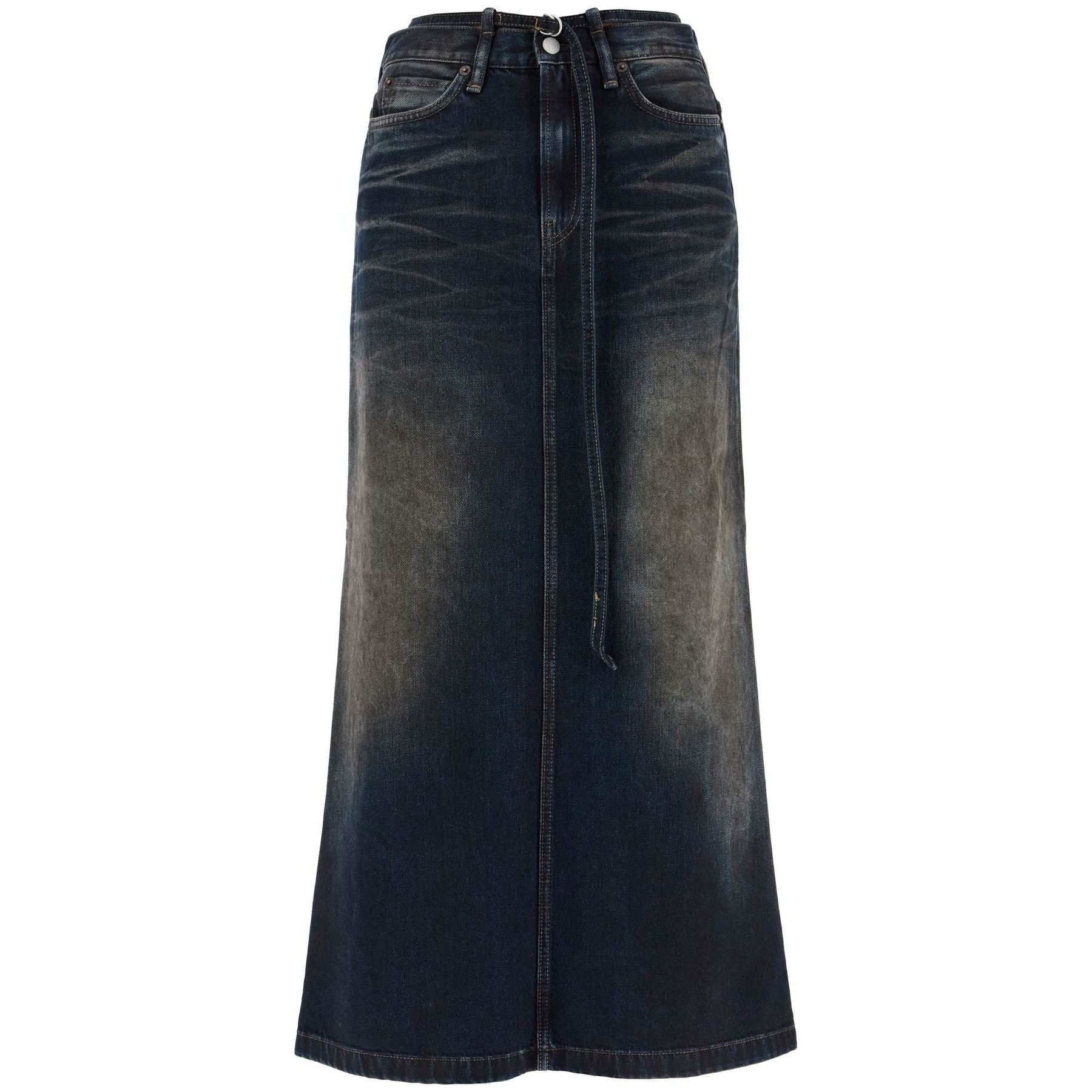 Maxi Denim Skirt With Waist Strap