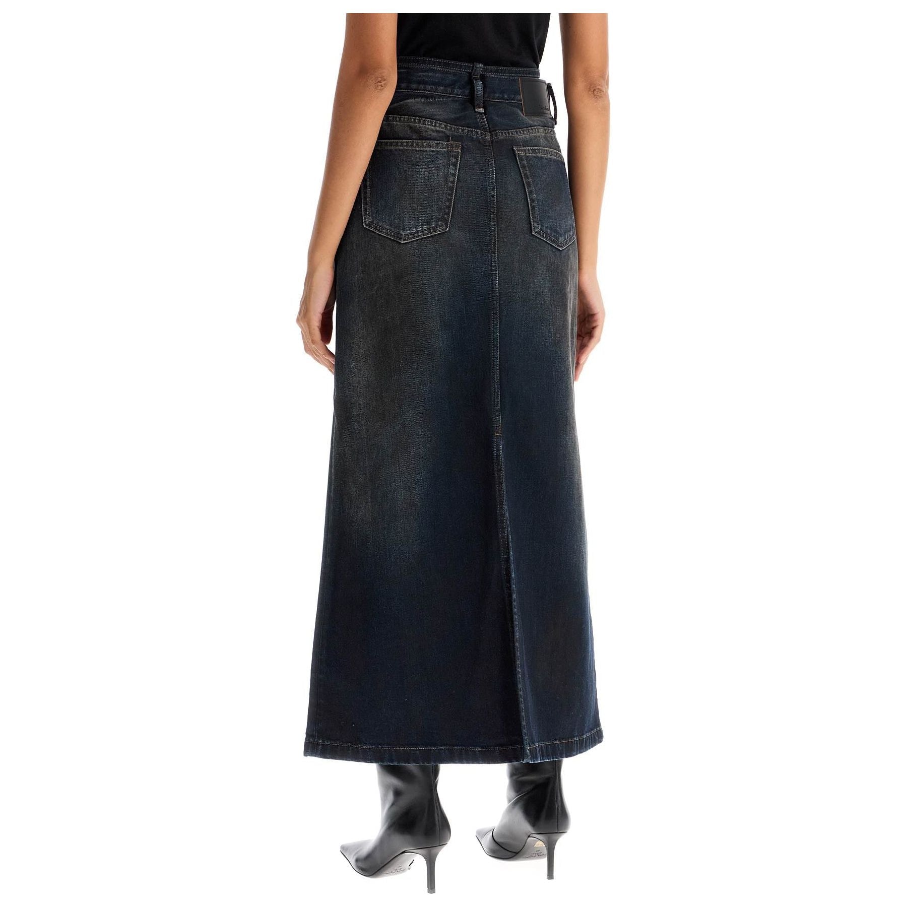 Maxi Denim Skirt With Waist Strap