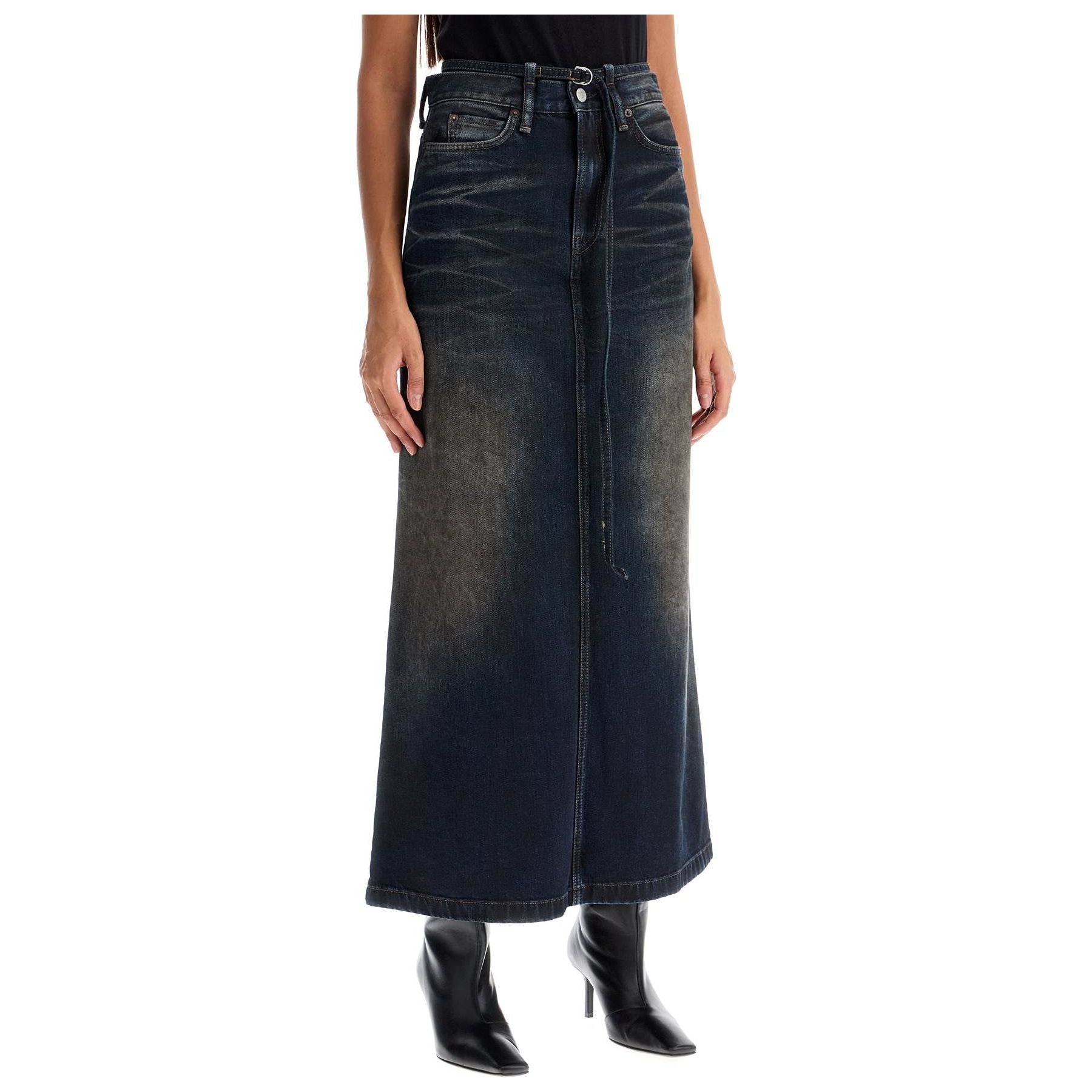 Maxi Denim Skirt With Waist Strap