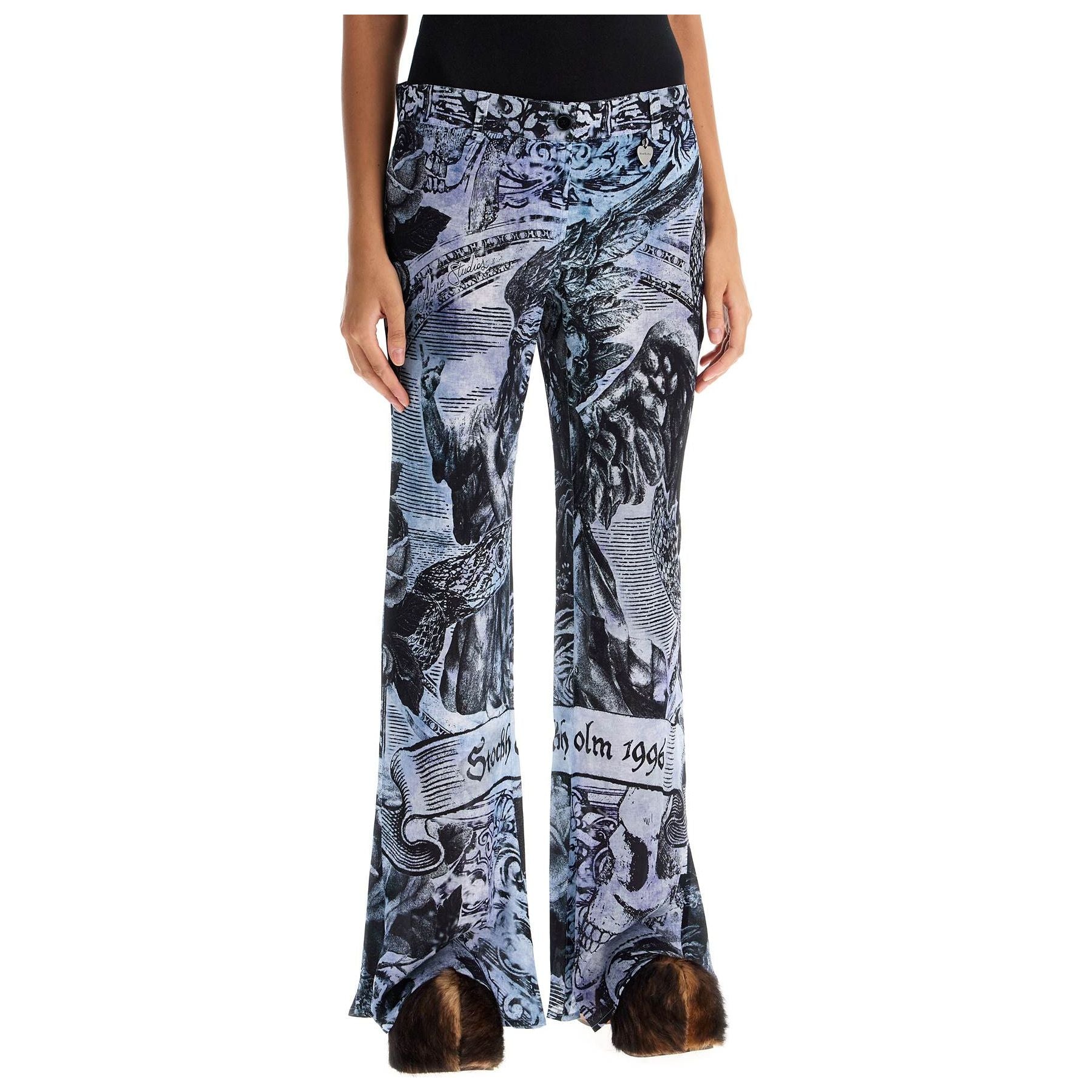 Printed Crepe Flared Pants