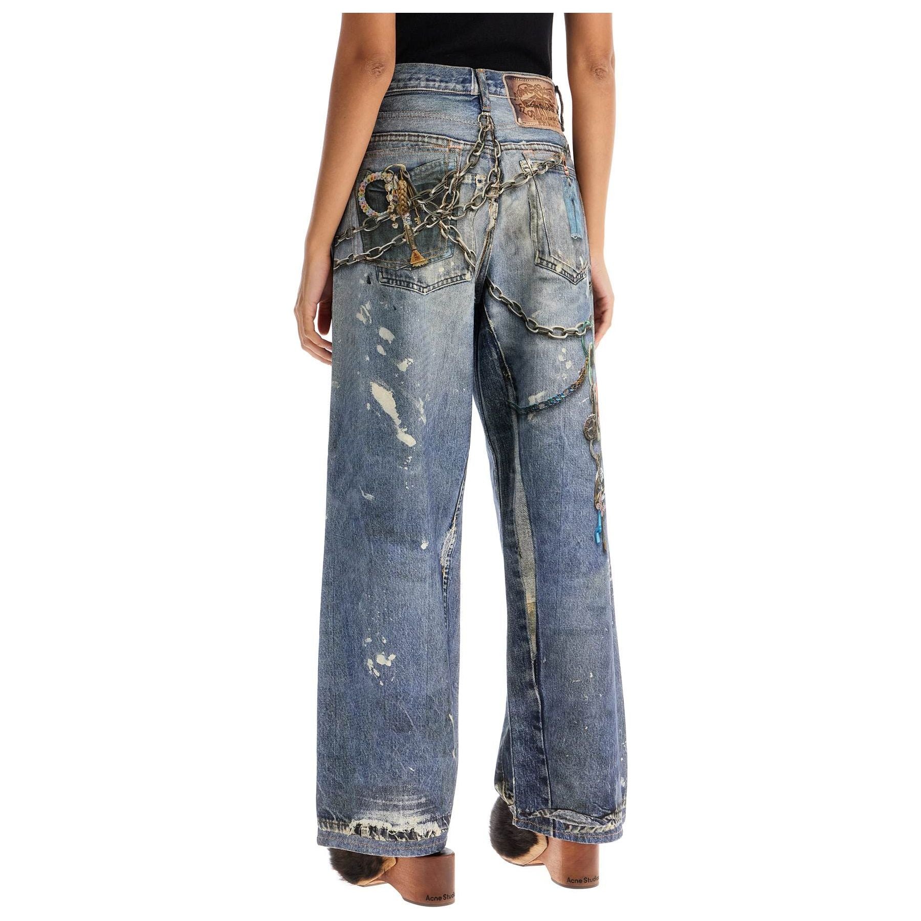 Printed Distressed Effect Jeans